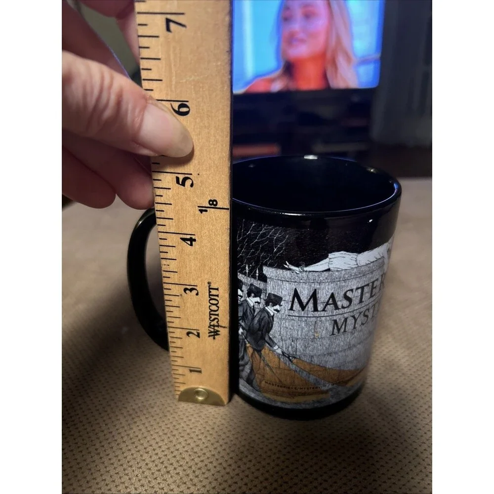 PBS Masterpiece Mystery! Edward Gorey Style Coffee Mug Black Vintage PBS Pledge